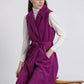 Gilet lungo con cintura viola