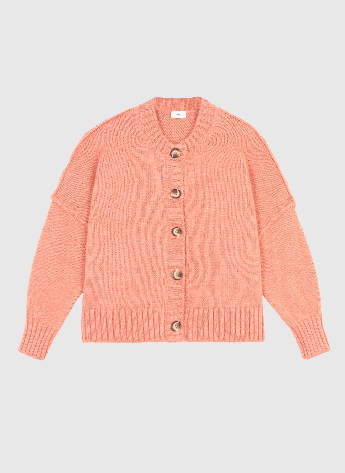 Cardigan in maglia rosa oversize con bottoni