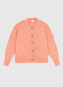 Cardigan in maglia rosa oversize con bottoni