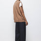 Pantaloni wide leg in denim con impunture a contrasto