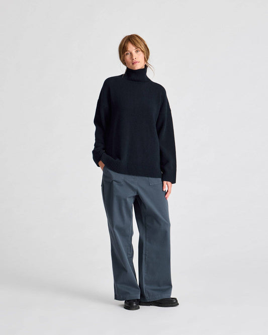 Maglione Mandie in lana d’agnello GOTS blu notte