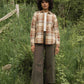Camicia slim a quadri color latte con tasca