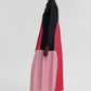 Abito maxi color block con colletto in misto cotone