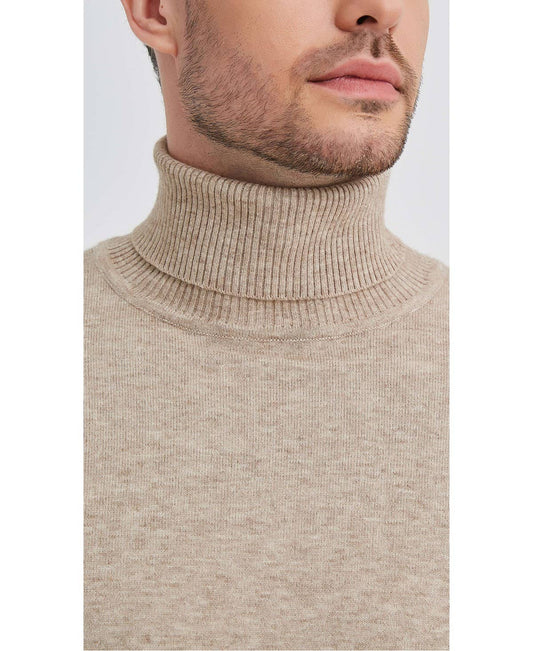 Maglione dolcevita effetto cashmere beige (taglie comode)
