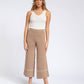 Pantaloni cropped off-white a gamba ampia