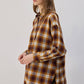 Camicia in tweed a quadri senape