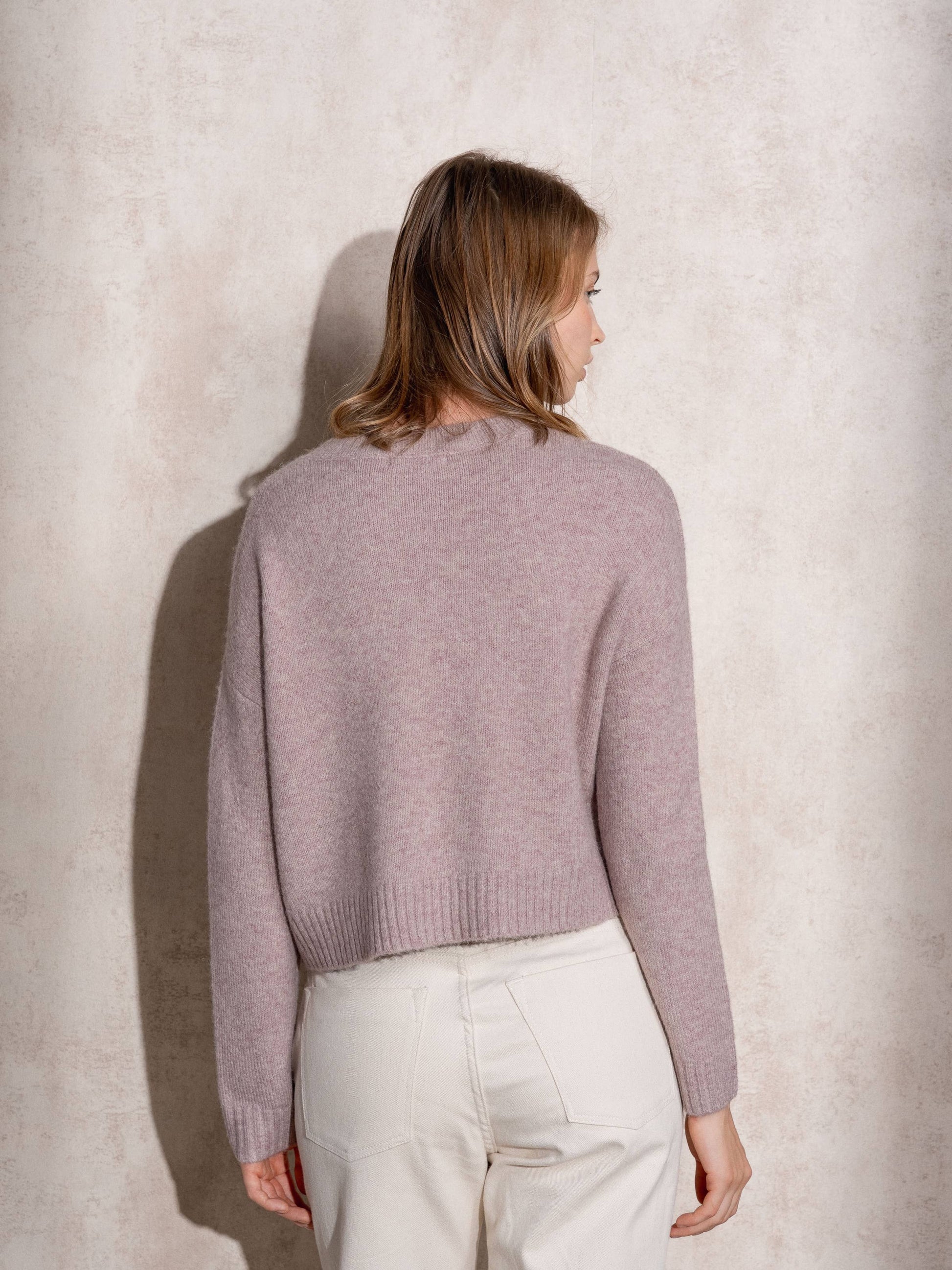 Maglia girocollo cropped in maglia morbida