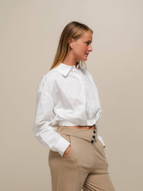 Camicia corta in cotone bianca