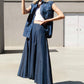 Gonna lunga effetto denim fluida