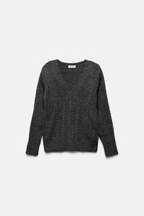 Maglione in maglia strutturata con scollo a V