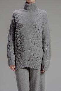 Maglione dolcevita oversize in misto cashmere 3D Knit
