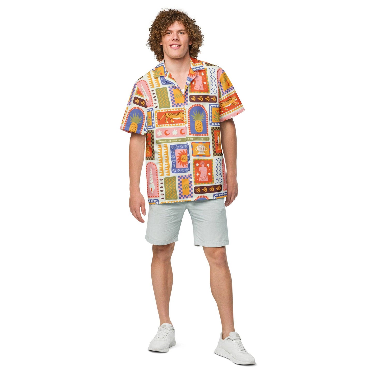 Camicia da piscina Calypso oversize unisex con stampa multicolor