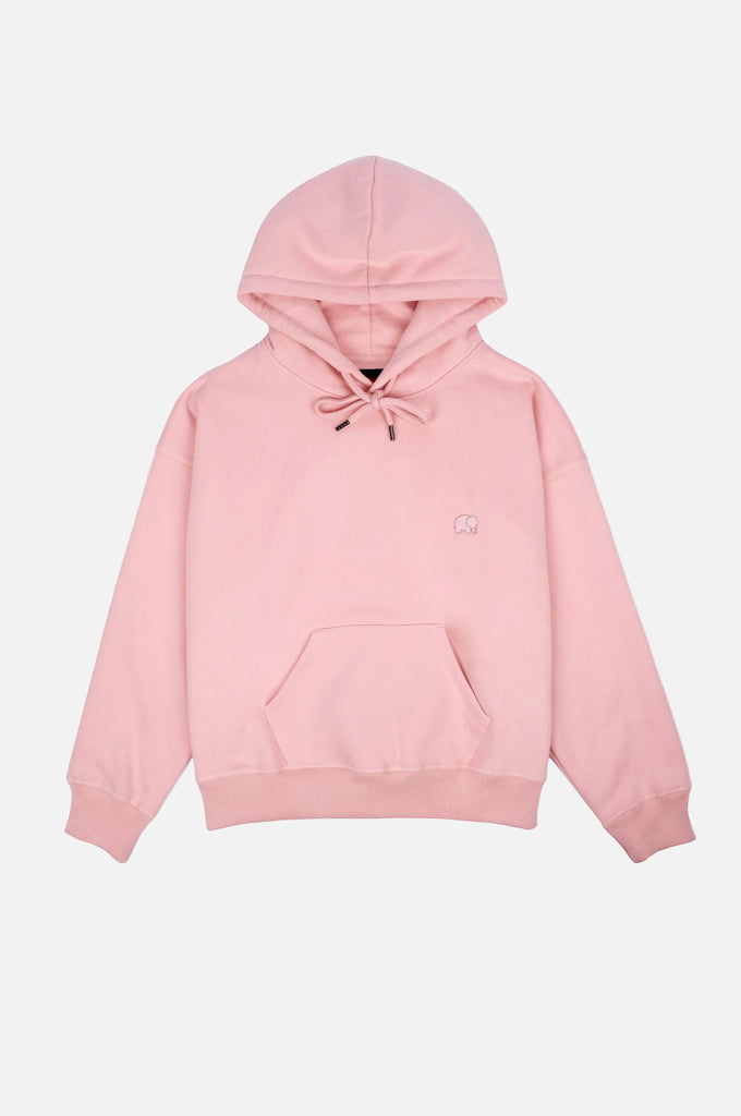 Felpa hoodie oversize in cotone biologico rosa tenue da donna