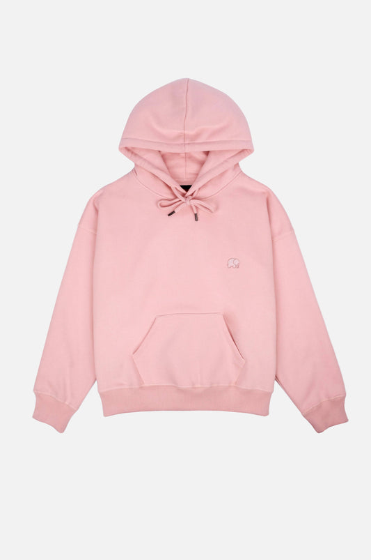 Felpa hoodie oversize in cotone biologico rosa tenue da donna