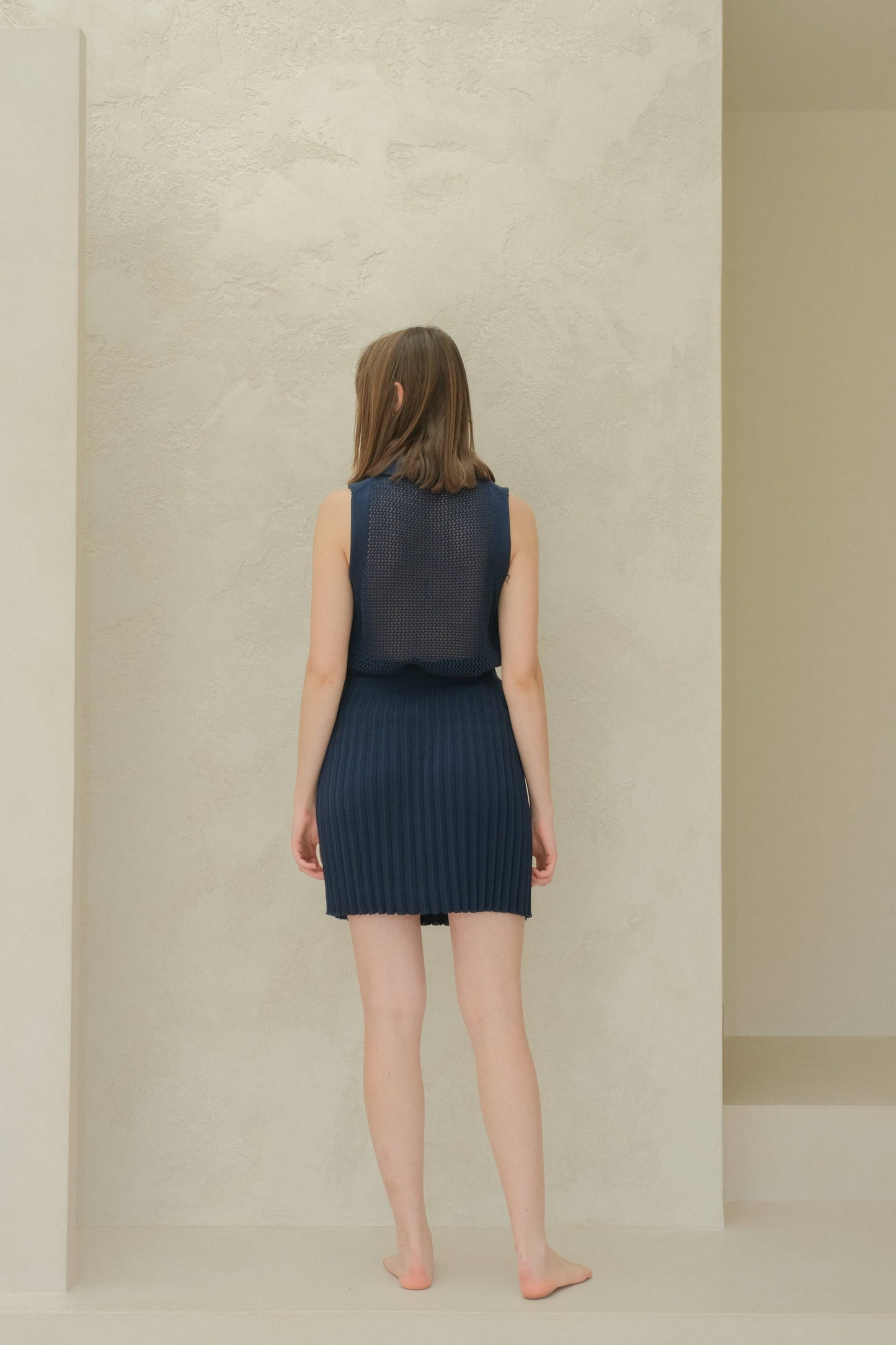 Minigonna plissé in cotone pettinato