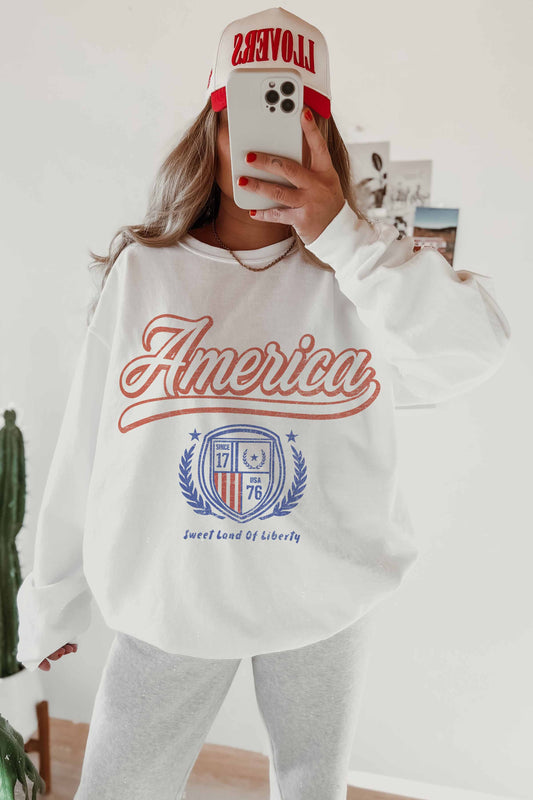 Felpa oversize America con stampa grafica