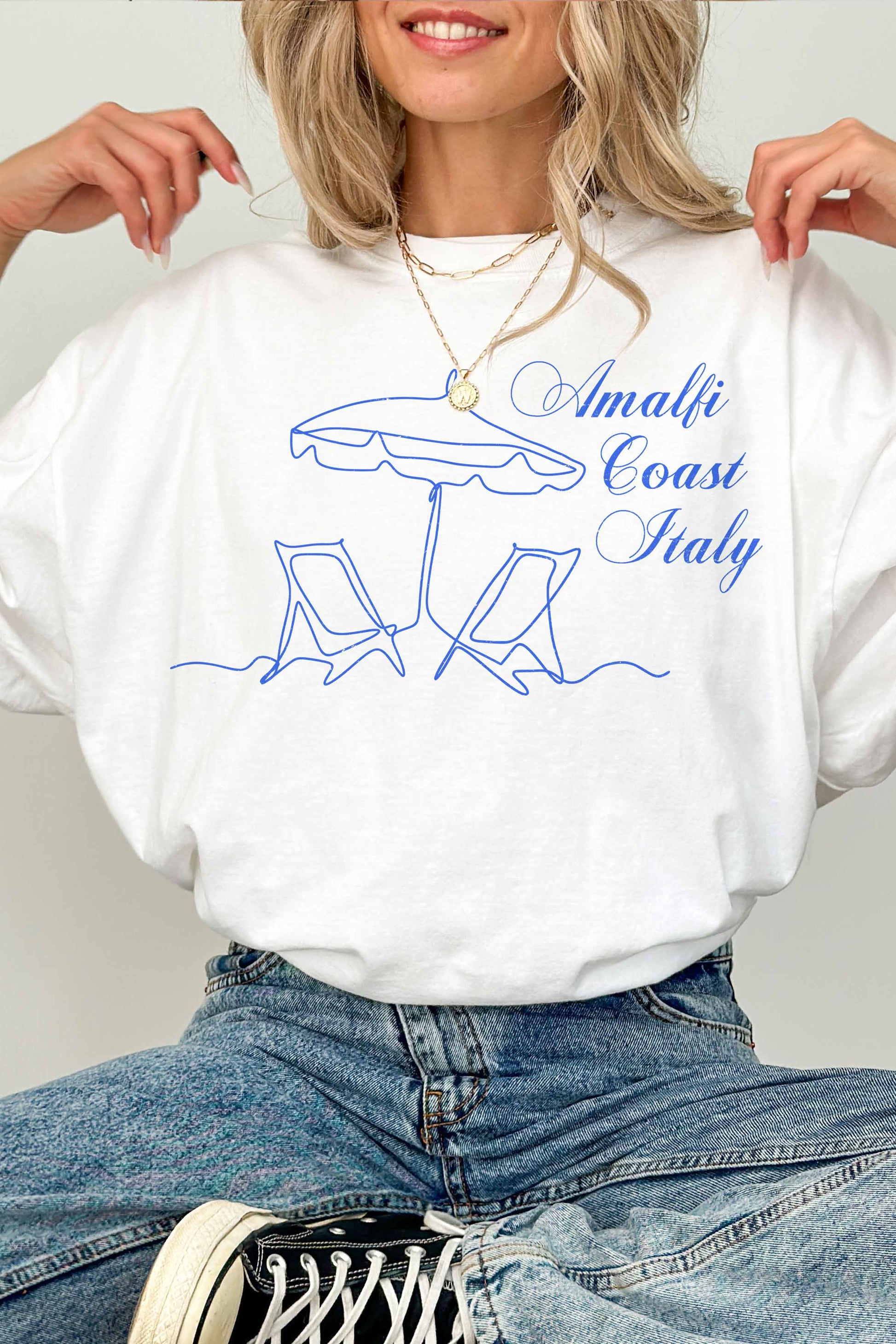 T-shirt oversize con grafica Amalfi Coast