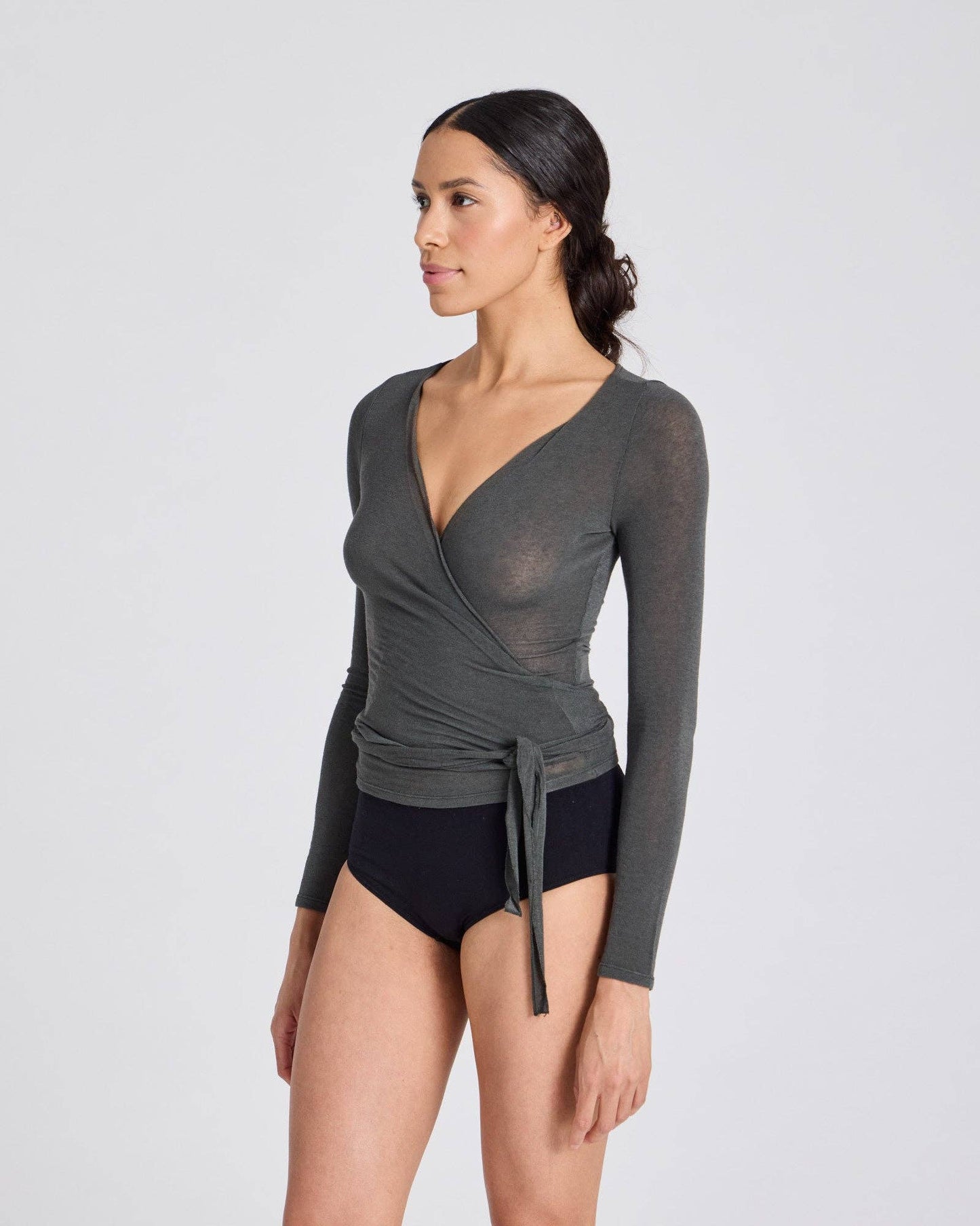 Top avvolgente in lana Anne color Beluga