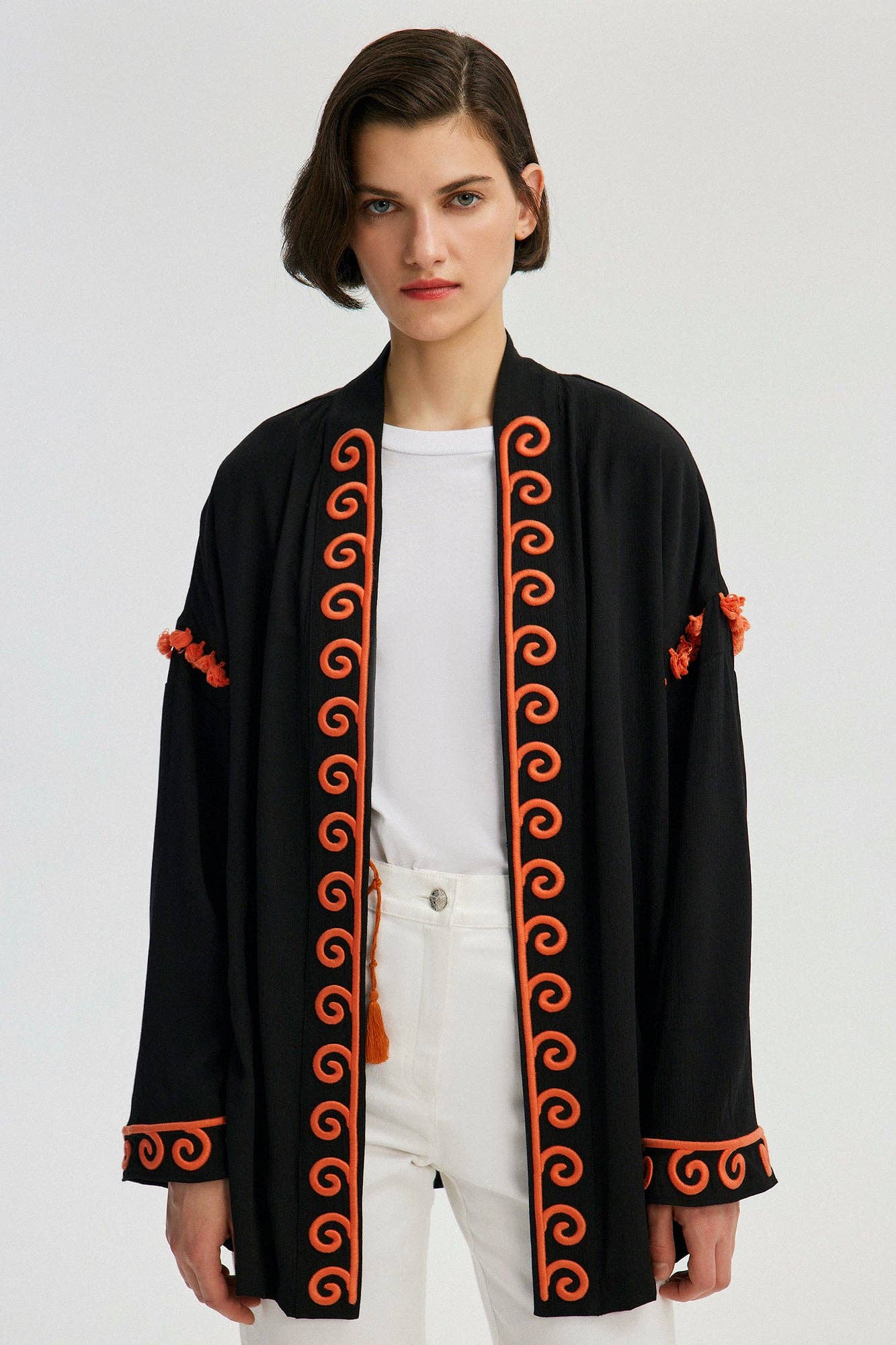 Kimono in viscosa ricamato