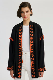 Kimono in viscosa ricamato