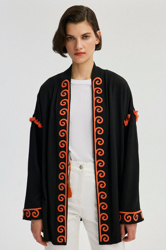 Kimono in viscosa ricamato