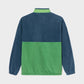 Felpa in pile bicolore blu navy e verde con bottoni