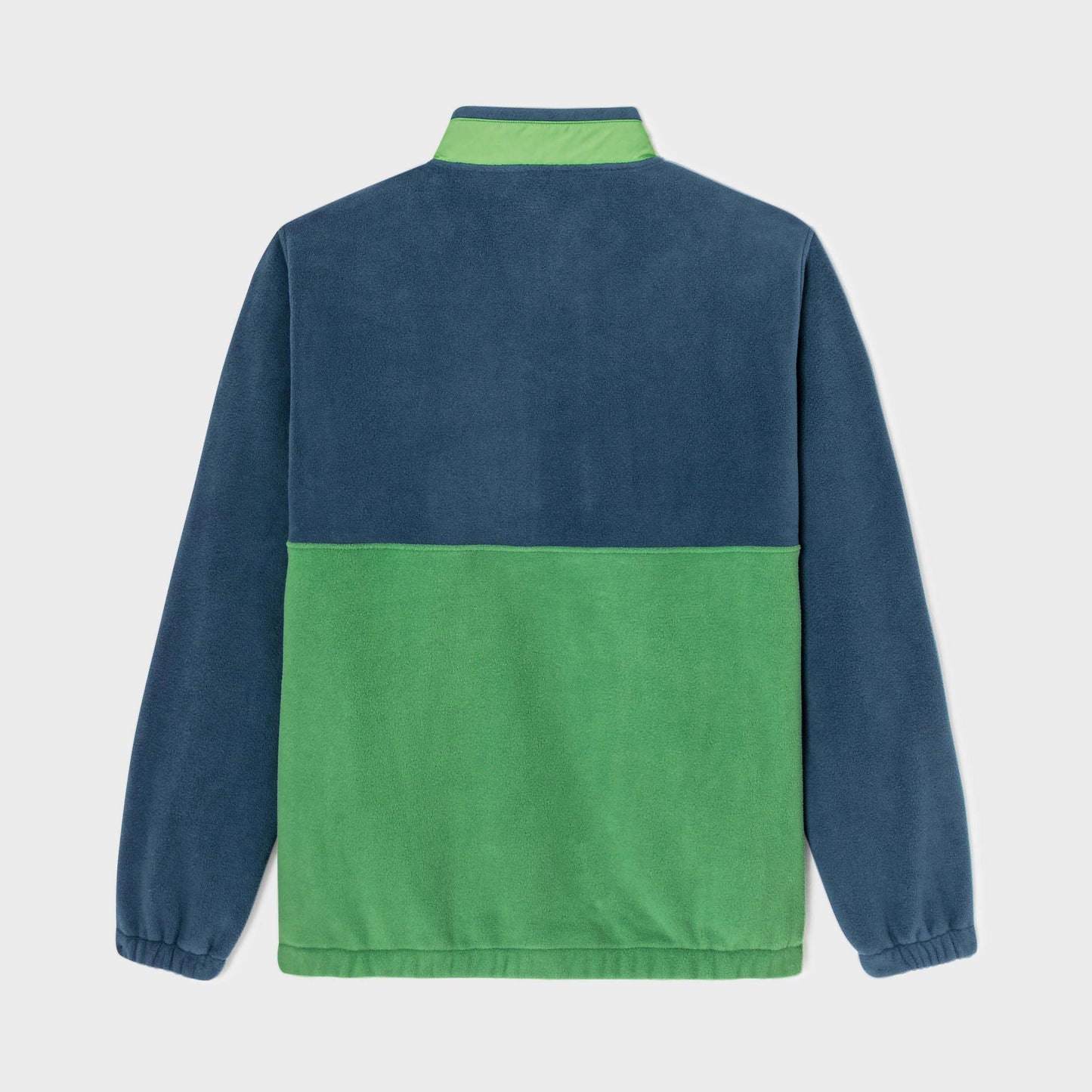 Felpa in pile bicolore blu navy e verde con bottoni