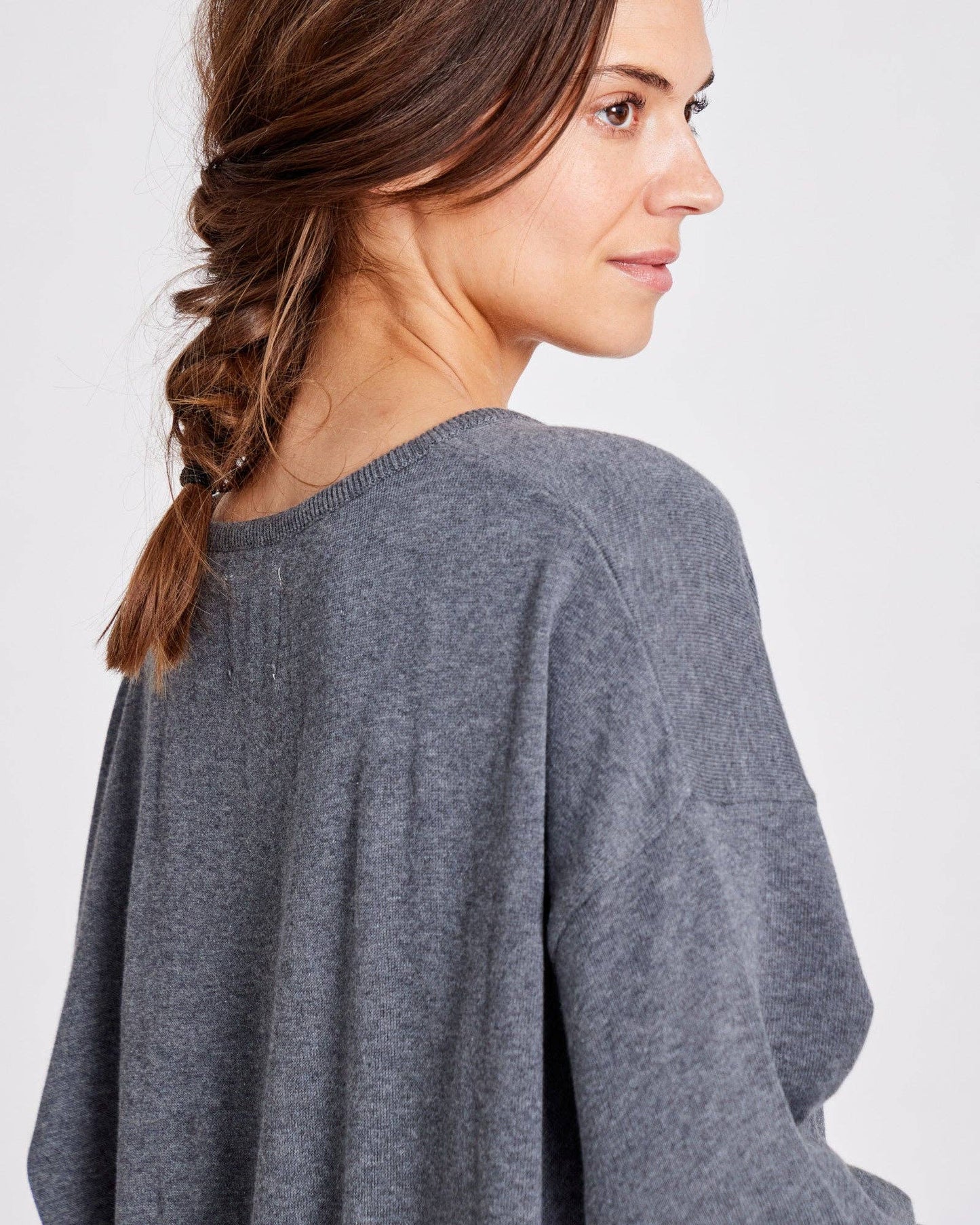 Abito lungo in maglia di cotone biologico Sisse GOTS grigio melange
