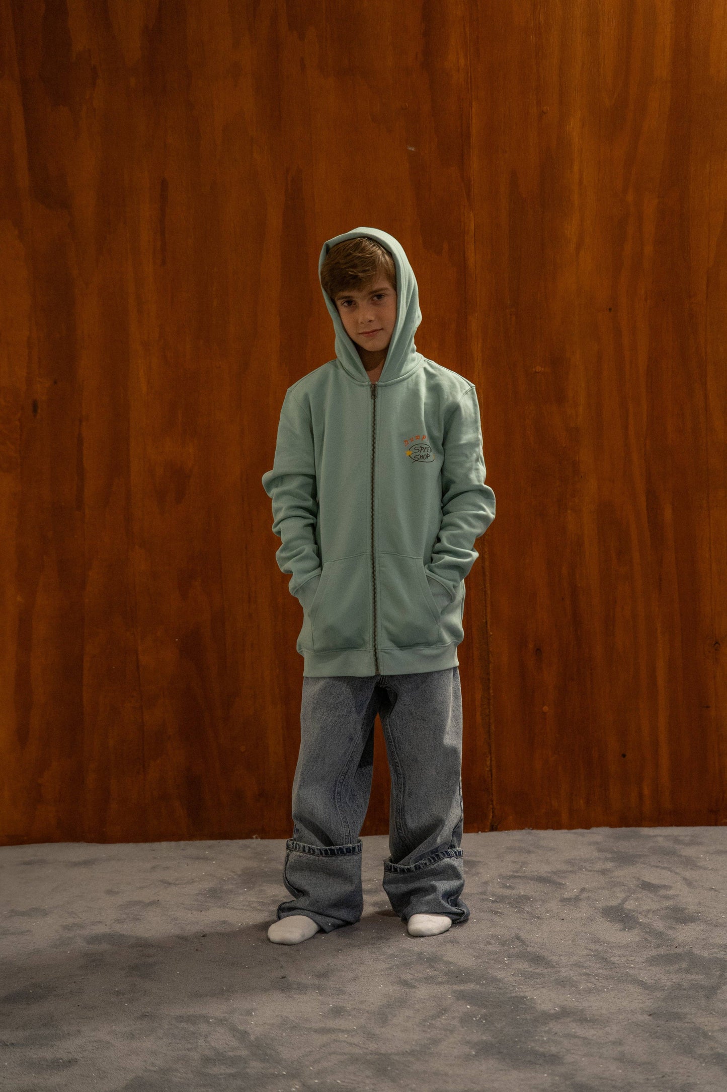 Felpa con cappuccio zip grafica per bambini