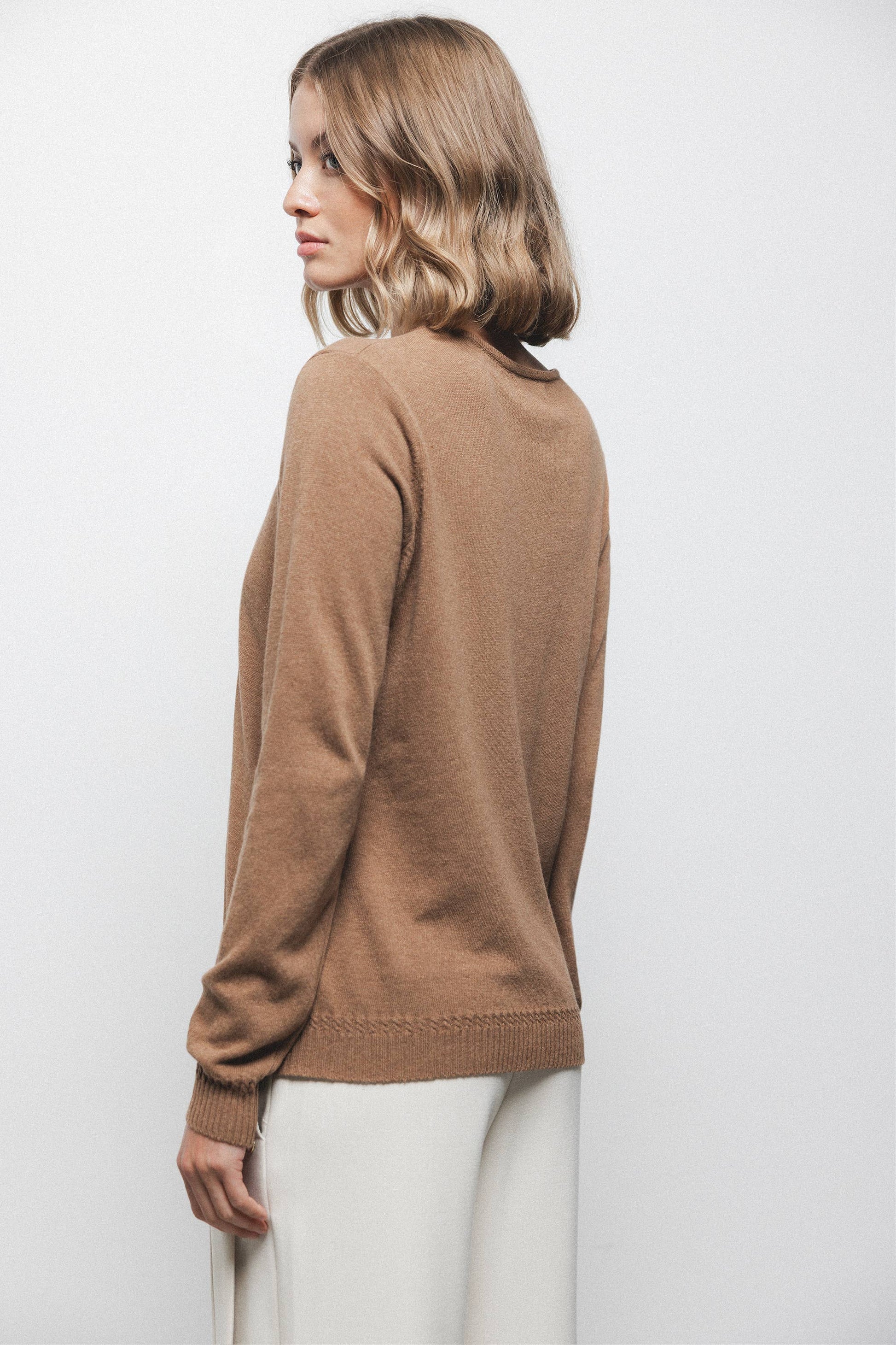 Maglione in maglia girocollo con cashmere