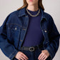 Top senza maniche blu navy in viscosa morbida