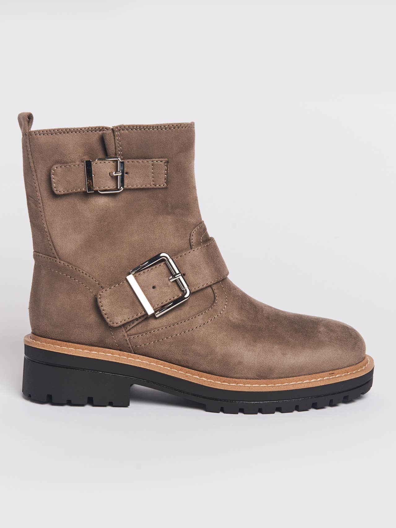 Stivaletti biker in pelle scamosciata con fibbie