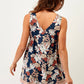 Tunica floreale bicolore con scollo a V