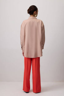 Camicia oversize morbida beige