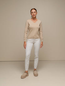 Maglione in maglia con scollo a V da donna in misto viscosa