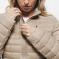 Giacca Piumino Leggera Trapuntata Beige con Collo Alto