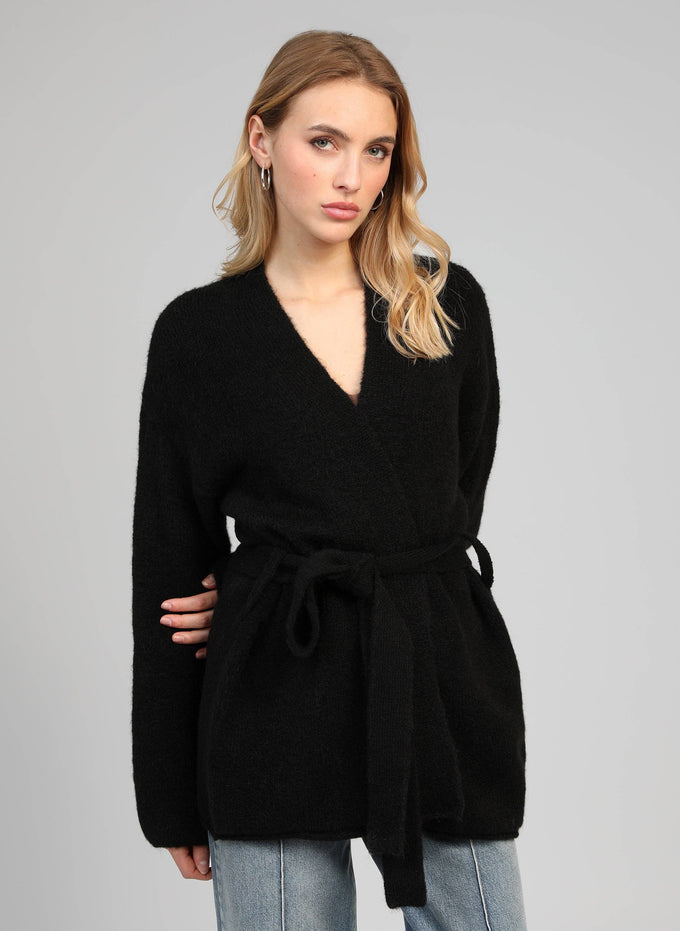 Cardigan vestaglia oversize nero Louna