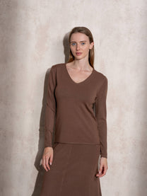 Maglia basic in viscosa con scollo a V