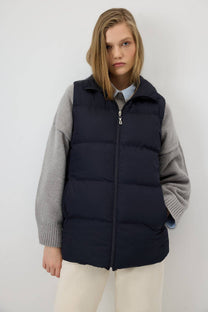Gilet trapuntato con zip blu navy