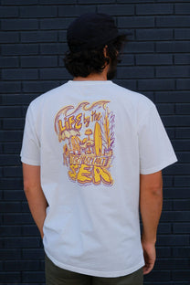 T-shirt pigmentata bianca “Life by the Sea VII”