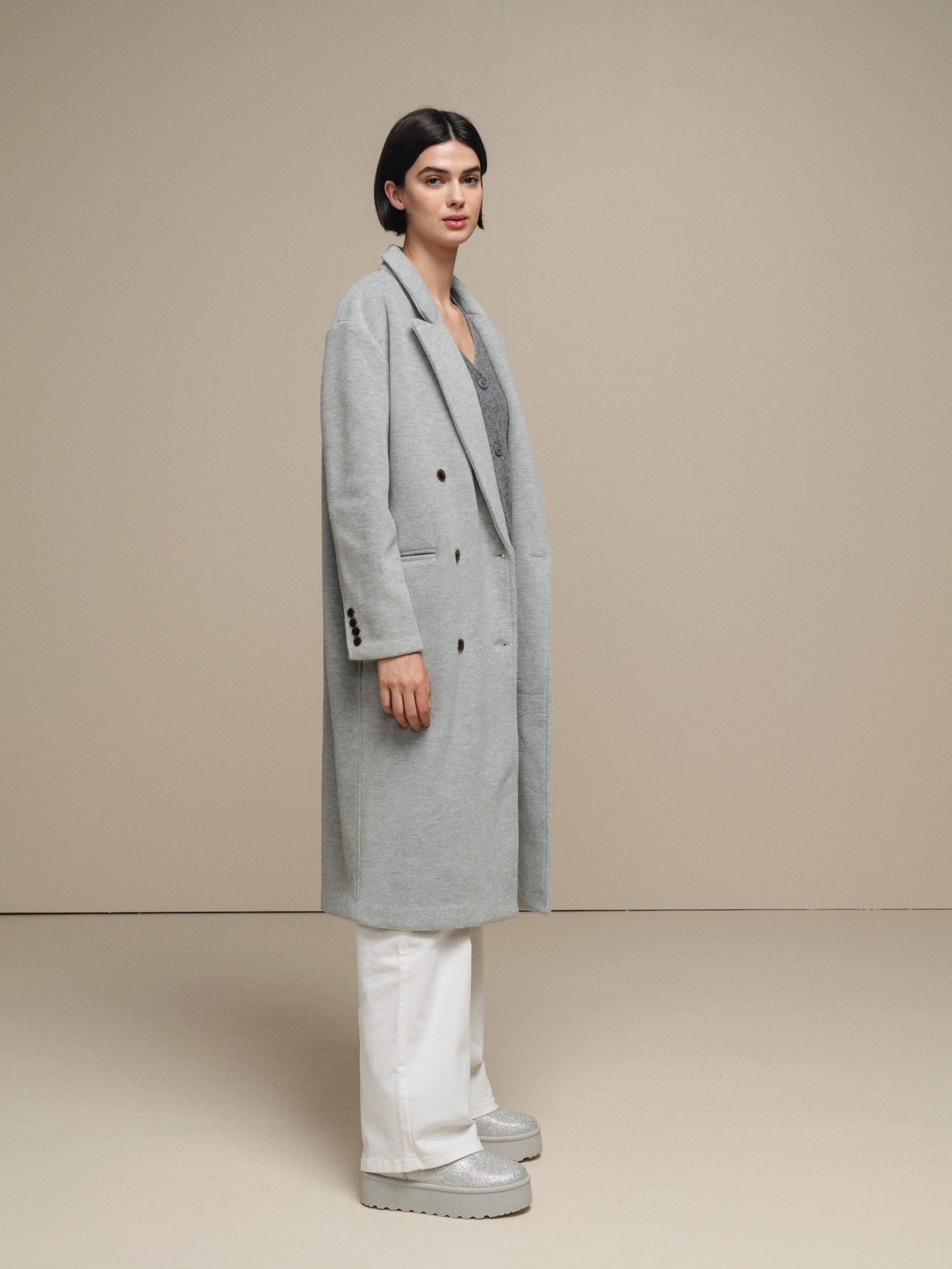 Cappotto lungo doppiopetto da donna