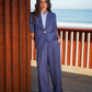 Blazer a maniche corte in misto lino
