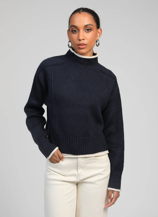 Maglione Lazario blu marino a collo alto