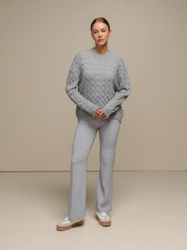 Maglione donna in maglia a trecce con filo luminoso