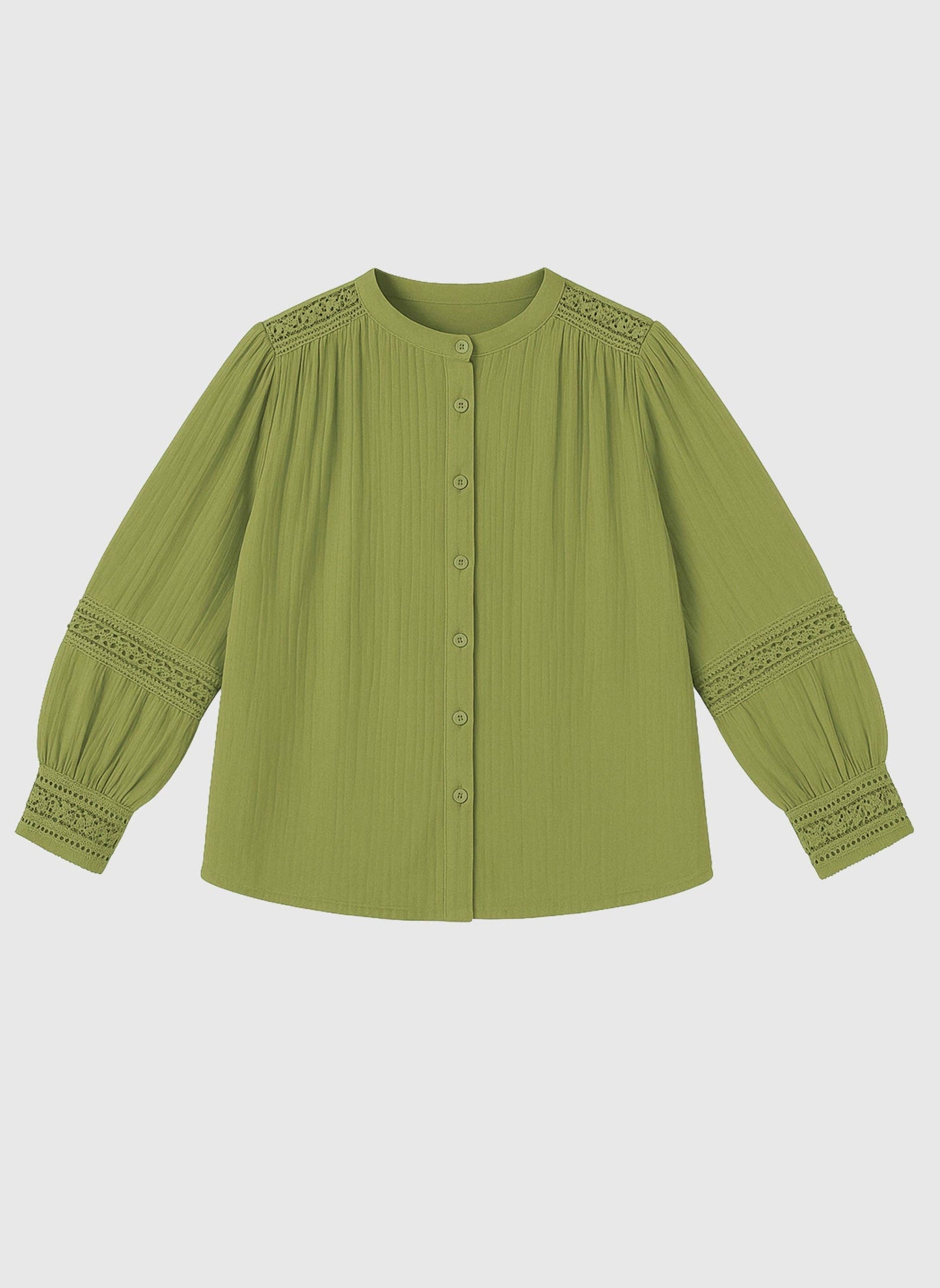 Camicia Sojanyla verde tiglio con inserti in pizzo