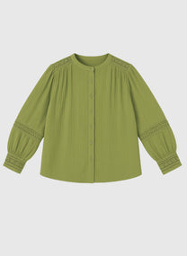 Camicia Sojanyla verde tiglio con inserti in pizzo