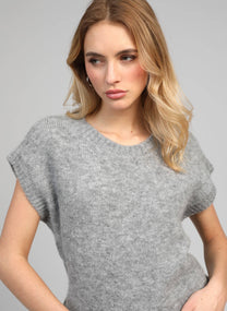 Maglione smanicato oversize girocollo in maglia spessa