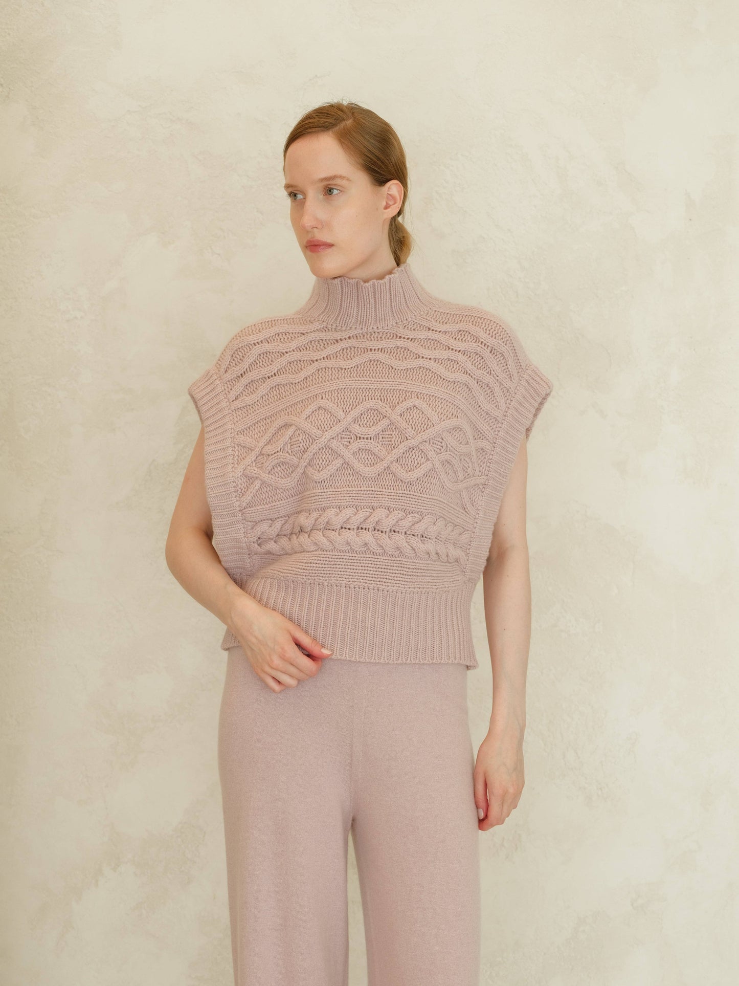 Tunica maxi a trecce in misto cashmere
