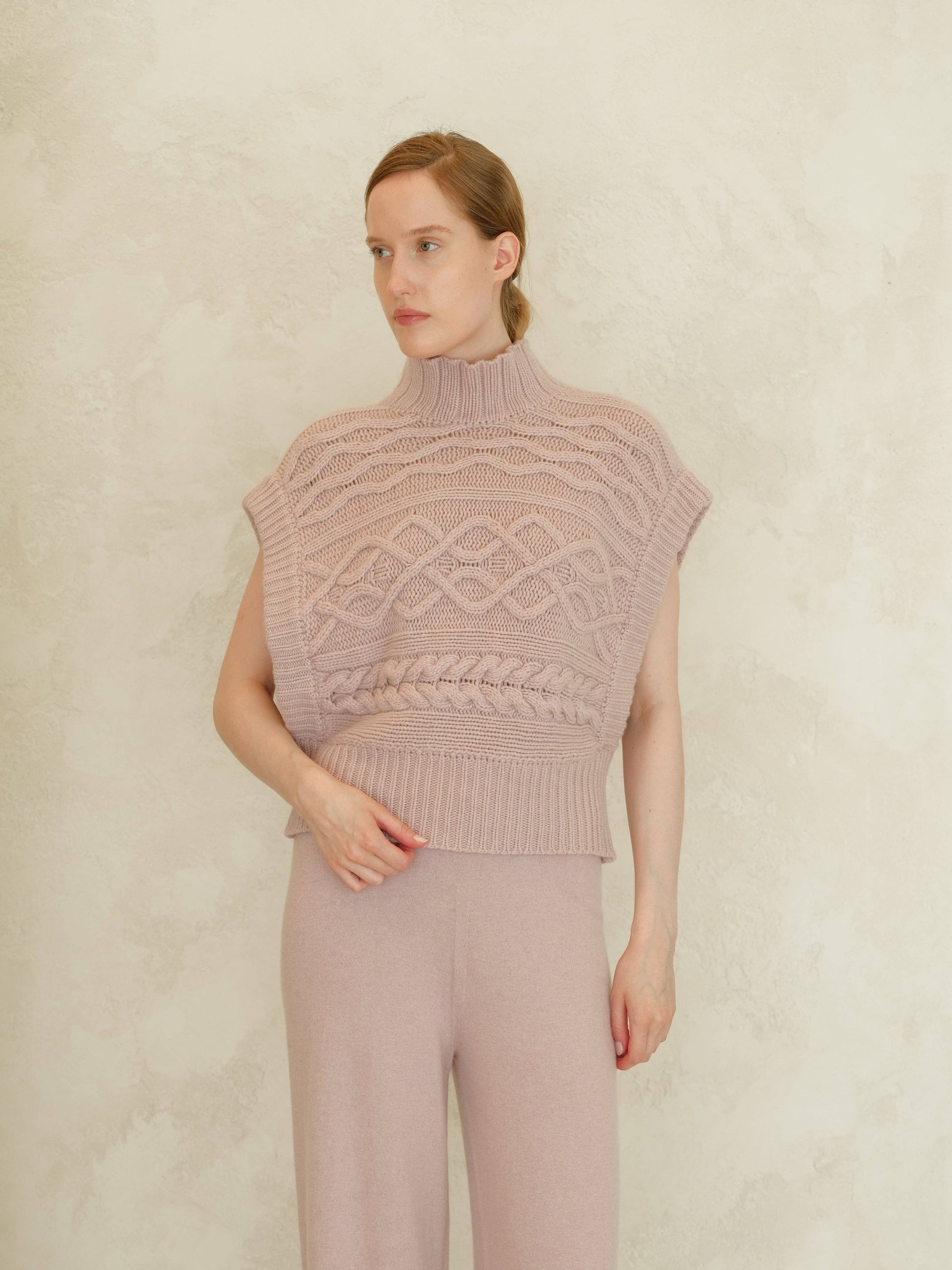 Tunica maxi a trecce in misto cashmere