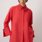 Camicia in popeline misto cotone con polsini ampi